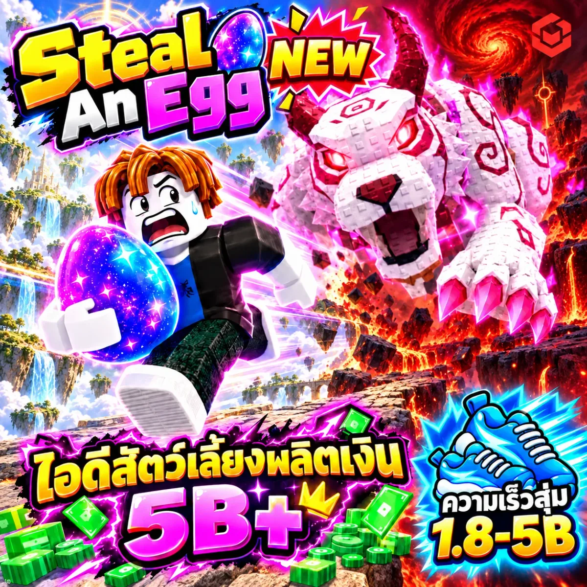 ไอดีสัตว์เลี้ยงผลิตเงิน5B+ ความเร็ว1.8B+ ขโมยไข่ Steal-An-Egg รูปที่ 1