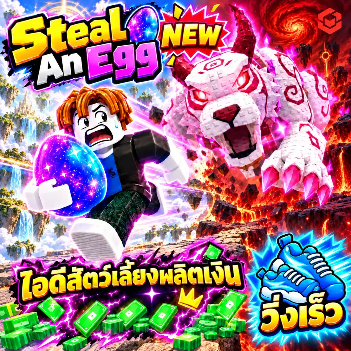 ไอดีผลิตสัตว์เลี้ยงผลิตเงิน4-7B วิ่งไว3-7B ขโมยไข่ Steal-An-Egg รูปที่ 1